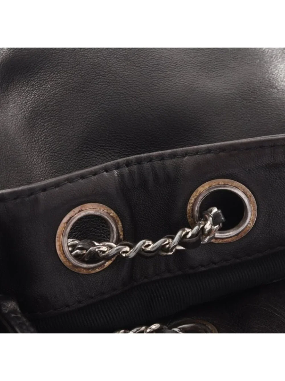 Chanel Backpack CC Logo Small Drawstring Black Lambskin CC Chain